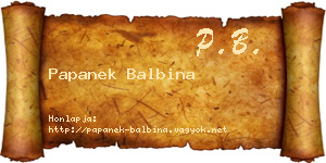 Papanek Balbina névjegykártya